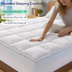 OLANLY Dual-Layer 4 Inch Cal King Size Memory Foam Mattress Topper for Back Pain, 2 Inch Cooling Pillow Top Mattress Pad Cover and 2 Inch Gel Memory Foam Topper, Deep Elastic Pocket, White