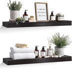 36x8x1.6 inch Floating Shelves Set of 2 – Solid Wood Rustic Black Wall Mounted