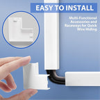 142in Wall Cable Hider Kit, YCLYC Cord Hider Wall Cord Cover for 3-4 Cords, Wire Hiders for TV on Wall, White Wall Cable Management Kit, Paintable Wall Wire Cover 10 x L14.2in W1.18in H0.6in