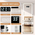 LED Mirror Jewelry Cabinet with Bluetooth Speaker, Wall/Door Mounted Jewelry Organizer Armoire, Full Length Lighted Mirror with Jewelry Storage,Jewelry Box Standing for Women