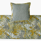 The HomeCentric King/Queen/Twin Grey & Yellow Decorative Twin 53"x18" Bed Runner with Pillow Cover, Cockatoo Bird & Quilted Bed Scarf on Cotton Fabric - Cockatoo Love