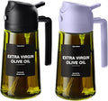 CXINYI - 16oz/470ml Olive Oil Dispenser for Kitchen with Stickers - 2 in 1 Olive Oil Sprayer for Cooking, Air Fryer, and Salad, Black&Purple (Light-Proof Kitchen Gadget)