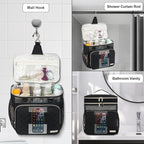 Large Toiletry Bag for Women Men, Portable Shower Caddy College Dorm Essentials, 2 Layers Quickly Dry Mesh Bathroom Tote Bag, Hanging Makeup Organizer Bag for Travel, Gym, Camping (Black)