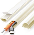 Delamu 42.5in Adhesive Cord Hider Wall, Mounted TV Cord Cover Kit, Multiple Cable Raceways for Wall Corner, Wire Cover Hiders for 1-2 Cables, 1.18" W X 0.43" H, Beige