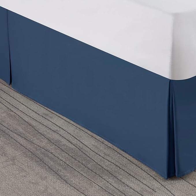Nestl Navy Blue Bed Skirt Cal King Size - Cal King Bed Skirt 14 Inch Drop - Brushed Microfiber Bed Skirts - Hotel Quality Pleated Bed Skirt - Shrinkage & Fade Resistant