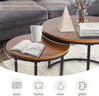 aboxoo Coffee Table Nesting Side Round Set of 2 End Table Top Sturdy Metal