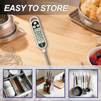 Electronic Digital Display Thermometer, 304 Long Probe, Suitable for Kitchen Cooking, BBQ, with Waterproof Feature and Capable of Sensitive and Rapid Measurement.