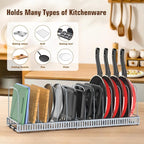 Housolution Cutting Board Organizer Rack, Expandable Baking Tray and Cookie Sheet Organizer with 14 Adjustable Dividers, Bakeware Muffin Tin Cupcake Pan Storage Organizer for Cabinet, Gray