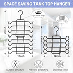 2Pcs Tank Top Hangers Space Saving Hanger Organizer Bra Hangers for Closet Organizer 360° Rotating Metal Closet Organizers and Storage Lingerie for Cami Bras Belts Swimsuits Lingeries Black