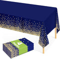 4 Pcs Navy Blue Plastic Tablecloth Gold Dot Blue Table Cloths, 54×108 inches Disposable Gold Dot Confetti Dark Blue Table Cover for Anniversary Friendsgiving Fine Dining Graduation Party Decoration…