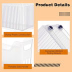 OMISTAR 3 Pcs Clear Plastic Pantry Storage Organizer Bins, 13.4 x 9.8 x 3.5 in Rolling Storage Baskets with Wheels and Handles, Stackable Freezer Organizer Bins for Kitchen, Office