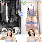2Pcs Tank Top Hangers Space Saving Hanger Organizer Bra Hangers for Closet Organizer 360° Rotating Metal Closet Organizers and Storage Lingerie for Cami Bras Belts Swimsuits Lingeries Black