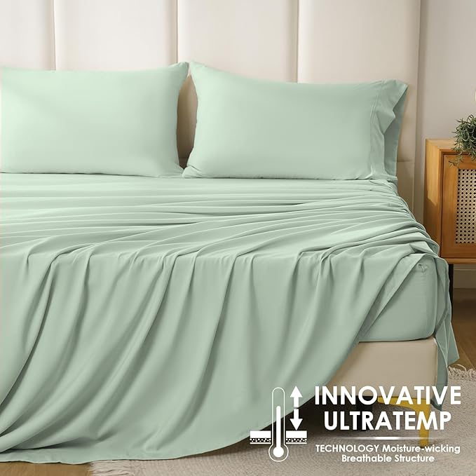 Holtel Luxury Twin Size Sheet Set - 3 Piece Soft Microfiber Sheets for Twin Size Bed, 16" Deep Pocket Easy Care Wrinkle Free Cooling Bedding Sheet and Pillowcase Set, Sage Green