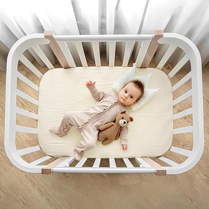 lulumoon Muslin Bassinet Sheets for Baby: Soft Bedside Sleeper Bassinet Fitted Sheets for Boys and Girls