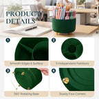 KONVINIT Pencil Pen Holder for Desk, 5 Slots 360-Degree Rotating Desktop Organizer, Cute Desk Organizers and Accessories for School, Home, Office and Art Supply, Dark Green