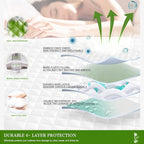 UNILIBRA Twin Mattress Pad Waterproof Rayon Made from Bamboo, Fitted Deep Pocket Mattress Cover fits 6''-19'', Breathable Quilted Mattress Protector, White