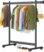 Wiracks Heavy Duty Clothes Rack for Hanging Clothes Clothing Rack 300LBS Portable Clothes Rack 45" L*15" W*66" H Thickened and Widened elliptical Tubes (Black)