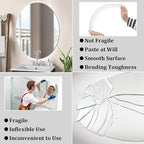 JUNEBRUSHS Oval Mirror, Acrylic Oval Bathroom Mirrors Unbreakable Frameless Wall-Mounted Mirrors for Wall Bedroom Home Decor