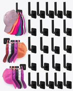 Multi-Purpose Hat Organizer (22-Pack), Strong Adhesive Hat Hooks for Wall, Two Mounting Options, Black