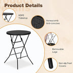 32" Round Folding Table, Portable Bar Height Folding Table with Detachable Legs, Round Foldable Table with HDPE Top for Standing Parties, Balcony, Event, Indoor Outdoor Use (Black, 1 Pack)