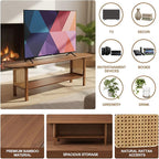TV Stand for 65 inch TVs, Large Media TV Console with Storage Shelf, Modern Entertainment Center TV Stands for Living Room, Bedroom, 55" TV Table, Walnut