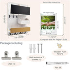Mail Organizer Wall Mount，Key Holder Mail and Key Organizer for Wall with Shelf, Chalkboard, Corkboard, Home Decor for Room Office Entryway(Ivory White)