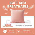 Haven & Glow Decorative Throw Pillow Cover – Square Cushion Case with Zipper | Modern Sofa, Couch & Bed Accent Pillow Covers for Living Room, Bedroom & Home Decor | 18 x 18 Inch – Deep Pink – 2 Pack
