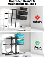 MUDEELA 6-Tier Pots and Pans Organizer under Cabinet, 13.78" Height Heavy Duty Pot and Pan Organizer Kitchen Cabinet Organization and Storage, Adjustable Pot Rack for Frying Pan, Cast Iron Skillet