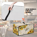 Dragonfly Sunflower Print Microwave Oven Cover Dust-Proof Microwave Toaster Oven Cover with Storage Bags Universal Washable Decor Accessories for Kitchen, S