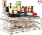 ZHIAI stackable storage drawer, transparent cosmetics storage box, cosmetics and beauty products storage organizer, suitable for makeup room, bathroom, storage room, home
