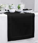 Solino Home Linen Black Table Runner 144 Inches Long - 100% Pure Linen Extra Long Table Runner 14 x 144 Inch for Holiday, Christmas, New Year - Classic Hemstitch