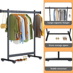 Wiracks Heavy Duty Clothes Rack for Hanging Clothes Clothing Rack 300LBS Portable Clothes Rack 45" L*15" W*66" H Thickened and Widened elliptical Tubes (Black)