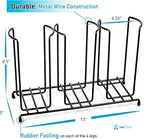 Inevibe Wire Frame Cup and Lid Organizer, 3 Compartment Metal Rack Design Storage Holder for Plastic, Coffee Beverage Cups