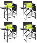 Outvita 4 Piece31 Tall Directors Chair Height Seat Folding with Side Table Storage Bag, Support for 300Lbs Portable Makeup Artist Chair with Bar Height(Green/Black)