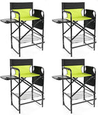 Outvita 4 Piece31 Tall Directors Chair Height Seat Folding with Side Table Storage Bag, Support for 300Lbs Portable Makeup Artist Chair with Bar Height(Green/Black)