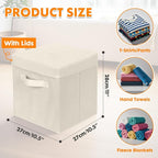 ShellKingdom Storage Bins, Foldable Fabric Storage Cubes with Lid, Clothes Storage Organizer Drawer For Closet Toys Storage, 10.5 X 10.5 X 11 INCH, 2 Pack (Beige)