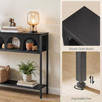 HOOBRO Modern Console Table, Entryway Table with 3-Tier Storage, Narrow Sofa Table Behind Couch with Arched Design for Living Room, Entrance, Hallway, Black BB106XG01