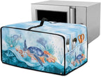 Microwave Oven Dust Cover Air Fryer Toaster Oven Protector with Storage Pockets, Stain-resistant for Small Appliances, M, 16.5 x 20.5 x 10 Inches, Sea Turtle Coral Reef Blue