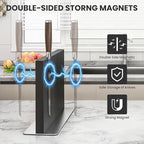 THMINS Magnetic Knife Holder, Double-Sided Magnetic Knife Block, 304 Stainless Steel Knife Holder for Kitchen Counter, Black Knife Stand