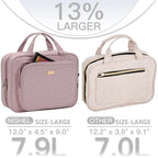 NISHEL Travel Toiletry Bag for Women, Makeup Essentials Organizer, Hanging Case for Accessories, Cosmetics, Large Size, Peach Pink