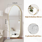 Full Length Mirror - 67"x24" Irregular Diamond Shaped Floor Mirror Aluminum Frame Floor Mirror Full Length for Bedroom Living Room Cloakroom Decor Gold