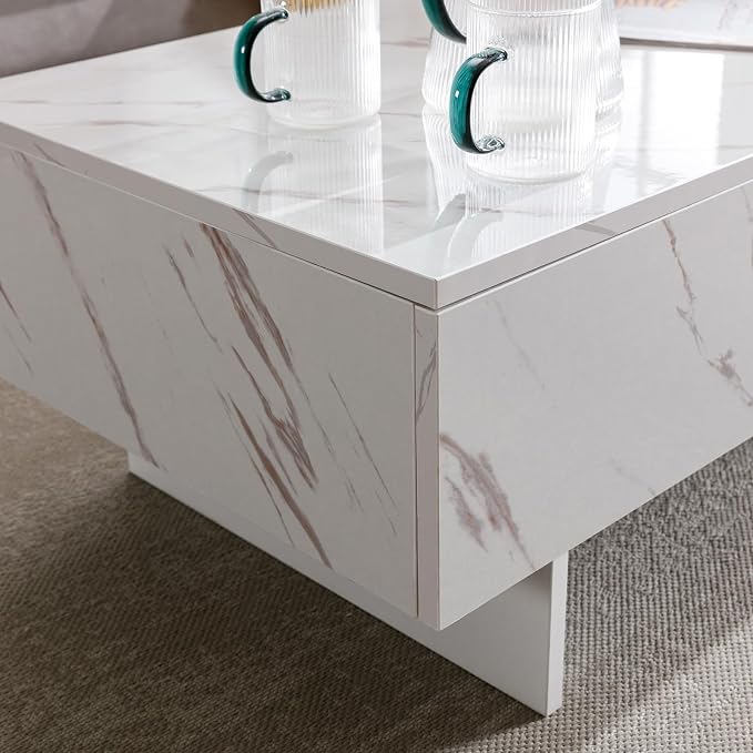 COSVALVE 41" Marble White Cool Coffee Table