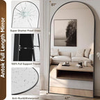 Antok Arched Full Length Mirror, 81"x41" Black Metal Frame Floor Mirror for Bedroom Living Room, Freestanding/Wall Mount/Leaning