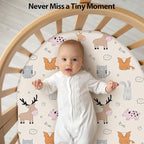 Baby Bassinet Sheets Girl Boy, Fitted Bassinet Sheet Set 3 Pack Bassinet Mattress Sheets Universal Fit for Rectangle, Round, Oval, Hourglass Mattress, Soft Breathable Blue & Apricot Bear