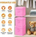 ShellKingdom Storage Bins, Foldable Fabric Storage Cubes with Lid, Clothes Storage Organizer Drawer For Closet Toys Storage, 13 X 13 X 13 INCH, 2 Pack (Pink)