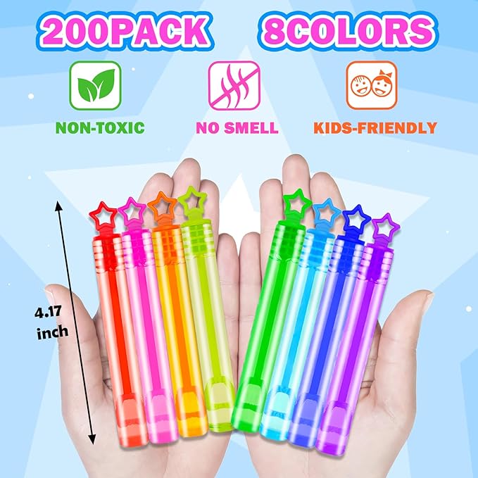 300 Pack Mini Bubble Wands for Kids, Bulk Rainbow Party Favors & Goodie Bag Stuffers Fillers for Toddlers,Prize Box Toys for Graduation Classroom Rewards, Bulk Gifts for Carnival,Parade,Wedding,Pinata