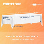 WEALUXE White Table Cloth for 6 Foot Rectangle Tables, 60x102 inches, Water, Stain and Wrinkle Resistant, 200 GSM Washable Poly Fabric Tablecloth Rectangular, Elegant and Durable