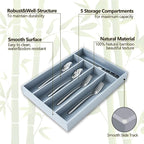 Silverware Organizer, 2 Pack 10 Inch Utensil Organizer Kitchen Drawer Organizer Bamboo Silverware Holder Cutlery Tray Organizer in Drawer Flatware Organizer Tray(5 slots, Gray）