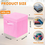 ShellKingdom Storage Bins, Foldable Fabric Storage Cubes with Lid, Clothes Storage Organizer Drawer For Closet Toys Storage, 13 X 13 X 13 INCH, 2 Pack (Pink)
