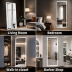 71"x26" LED Full Length Mirror – Standing Floor Mirror with Dimmable Lights 3 Color Modes – Adjustable Brightness, Wall-Mount or Lean for Barber, Fitness Center, Dressing Room, Vanity